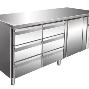 SARO Cooling table with 1 door and 2x 3 drawer set, model KYLJA 3150 TN