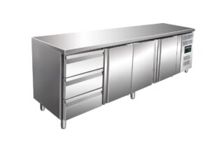 SARO Kühltisch mit 3 Türen und 1x 3er Schubladenset, Modell KYLJA 4130 TN