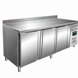 SARO Cooling table with 3 doors and backsplash, model KYLJA 3200 TN