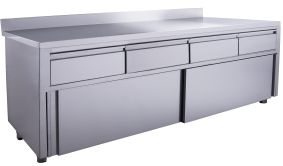 SARO Sliding door cabinet - 4 drawers.2000X700mm with upstand