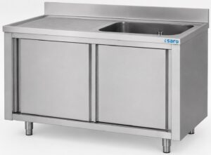 SARO Spülschrank mit Schiebetüren 1200mm, 1 Becken rechts
