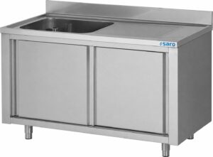 SARO Spülschrank mit Schiebetüren 1400mm, 1 Becken links