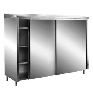 SARO Stainless steel storage cabinets with sliding doors AISI 430, sloping roof, 1600x700